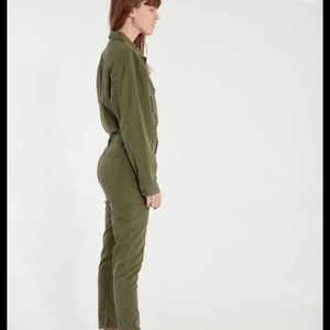 Free people green denim jumpsuit